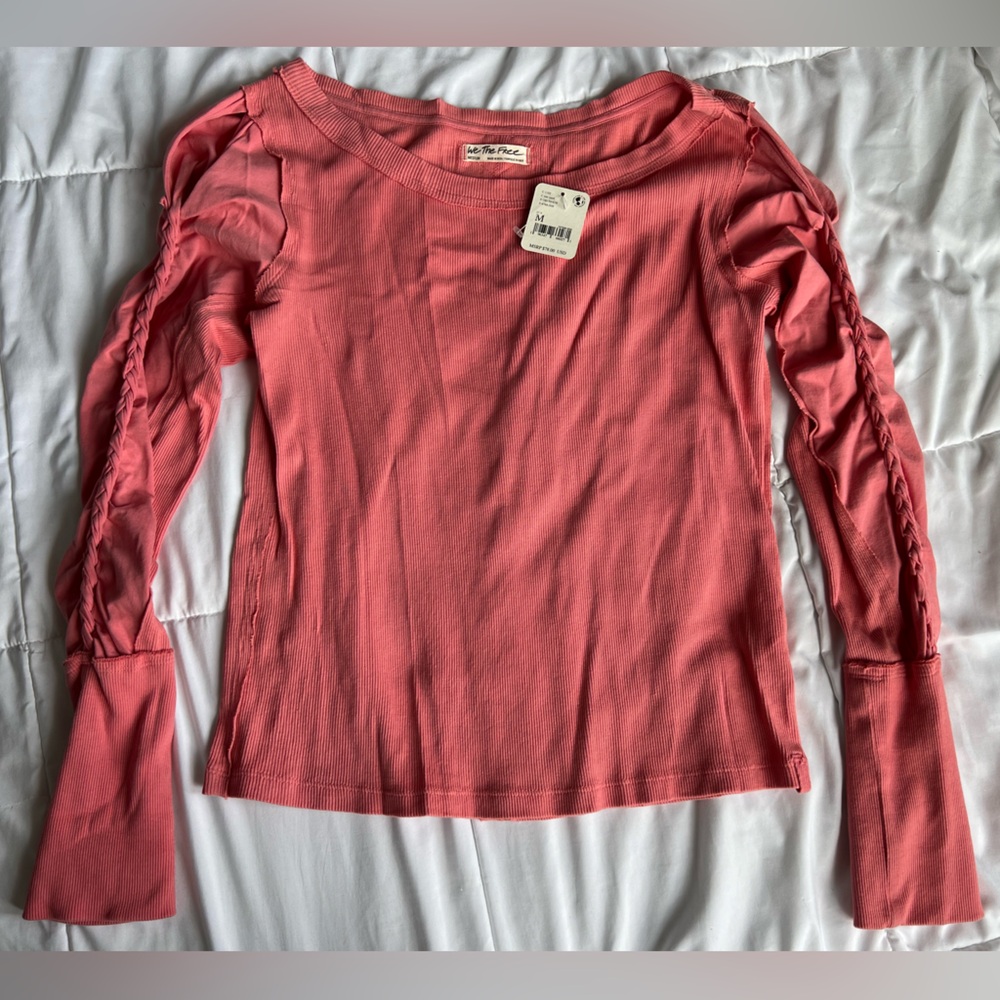 We The Free Daisy Ribbed Braided Long Sleeve Top